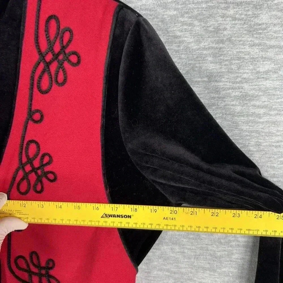 Vintage JBS Ltd Dress Size 12 Red Vest Skirt & Black Velvet Top Holiday Prairie - Picture 13 of 16
